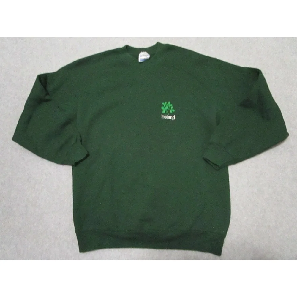 Vintage Ireland Sweater Mens Large Green St Paddys Day Shamrock Crewneck‎ 90s